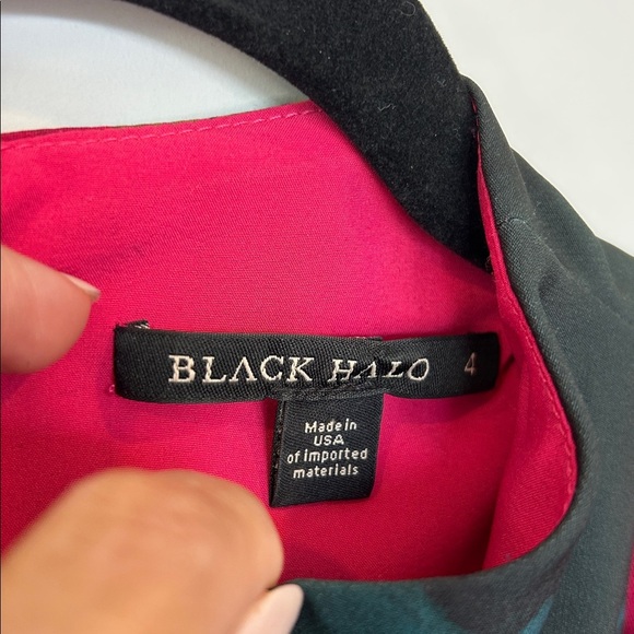 Black Halo One Shoulder Ruffle Floral Dress - Picture 3 of 7